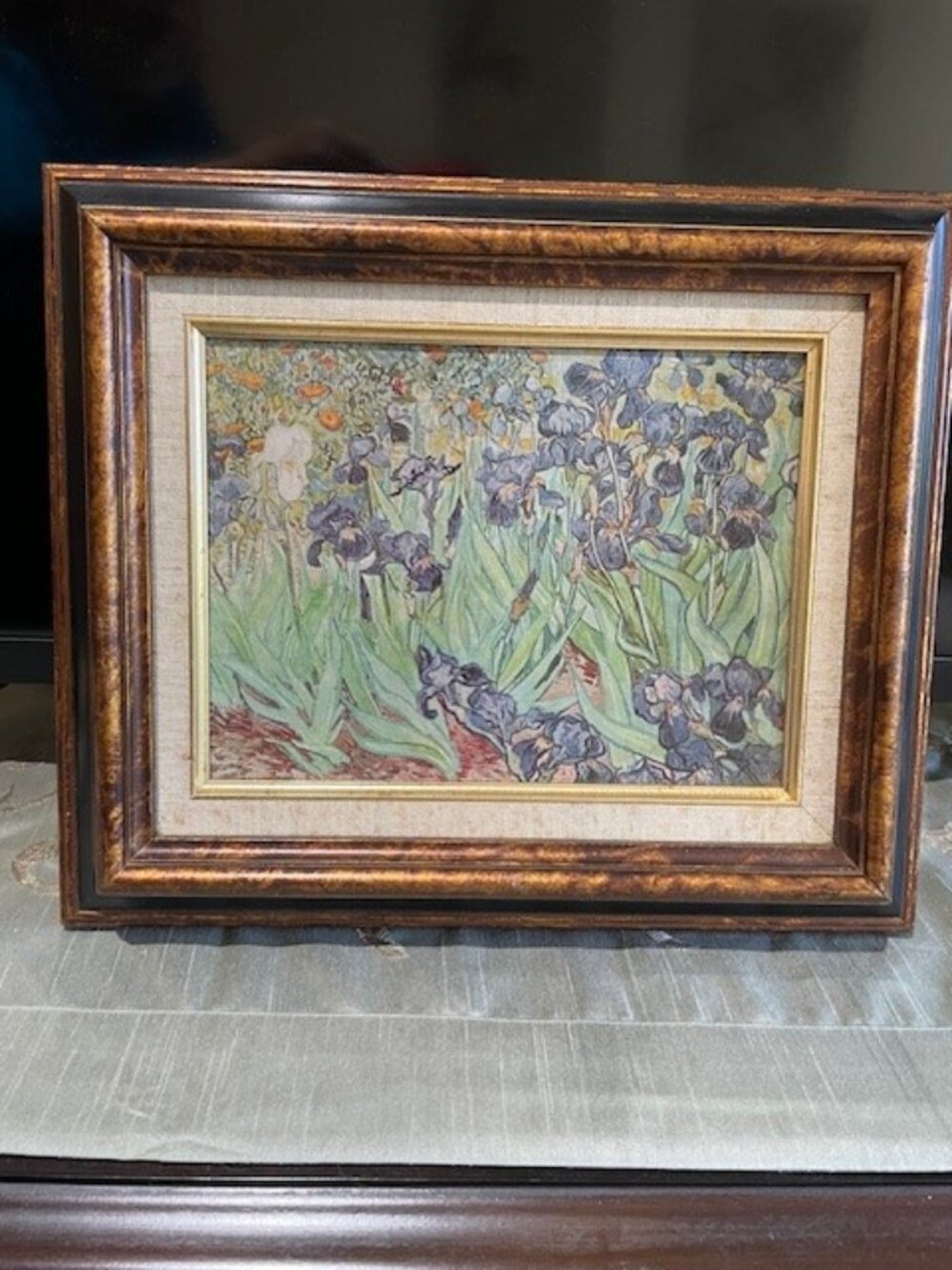 Van Gogh Irises High Quality Print Vintage Wooden Frame